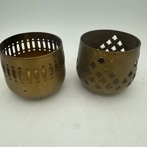 VTG  Brass votive/ Tealight Cardholders Cutout Patterns Bohemian Style India